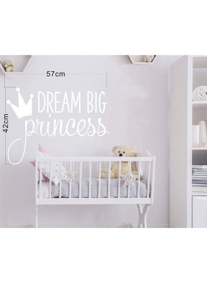 JURUOXIN Dream Big Princess with Crown Wall Decal Vinyl Sticker for Kids Baby Girls Bedroom Decoration Nursery Home Decor Mural Design YMX18 (White) - Image 3